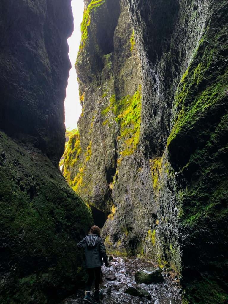 Girl Exploring the Rauðfeldsgjá Gorge on the Snaefellsnes Peninsula