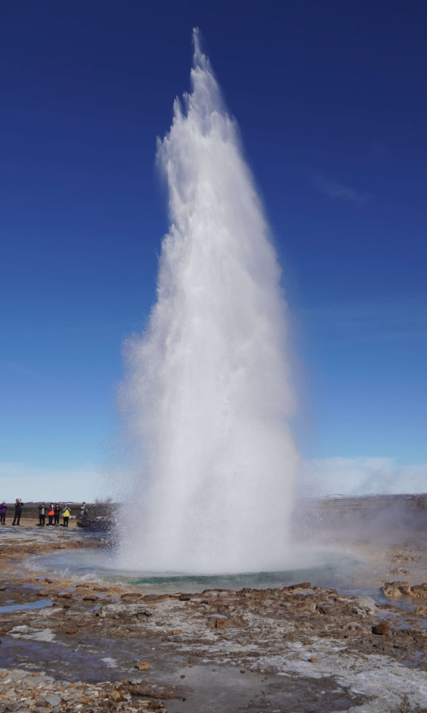 Geyser erupting on the Iceland South Coast.